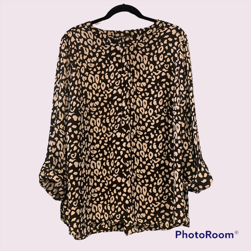 Cream & Black Animal Print Blouse